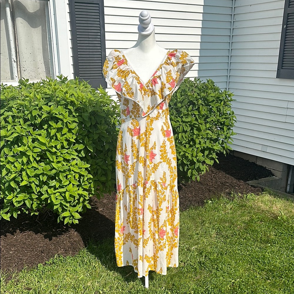 Floral Ruffle Maxi Dress - Yellow and Pink Beyond by Vera